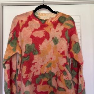Sezane Multicolor Floral Crew Neck Sweater
